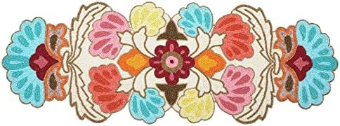 Hand Beaded Blue Orange Multi Runner 13x36 Christmas Décor by HomebiaDesigns