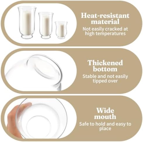 6 Pcs Hurricane Glass Candle Holders, 3 Sizes Pillar Candle Vases - Image 3