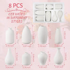 8 Pack Ceramic Bud Vase, White Ceramic Vase Modern Mini Bud Vase - Image 2