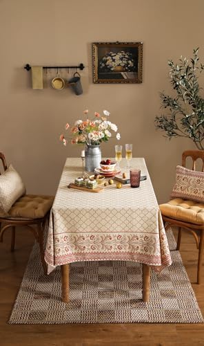 ISAENNE Designer Elegant Floral Tablecloth Rectangular,110"x63" - Image 3