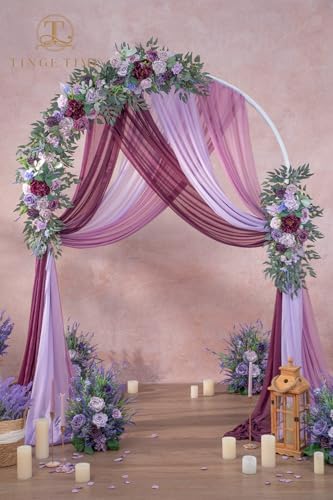 TINGE TIME Flower Garlands, 2 PCS Artificial Eucalyptus Garlands, Handcraft Artificial Rose Garland for Arch Wedding Sweetheart Table Ceremony Backdrop Decorations for Home (Lavender) - Image 3