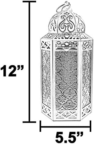 Vela Lanterns Decorative Indoor Candle Holder Table Centerpieces - Moroccan Hanging Outdoor Patio & Porch Home Decor, Turkish Lamp for Wedding, Ramadan (Large 12", White Red) - Image 6
