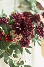 Ling's moment Flower Garland, 6FT Eucalyptus & Rose Marsala & Blush - Image 3