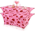 Oudain 2 Pcs Valentine's Day Table Cover Stretch Tablecloth 6 ft Pink Heart Tablecloth by Oudain