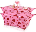 Oudain 2 Pcs Valentine's Day Table Cover Stretch Tablecloth 6 ft Pink Heart Tablecloth by Oudain