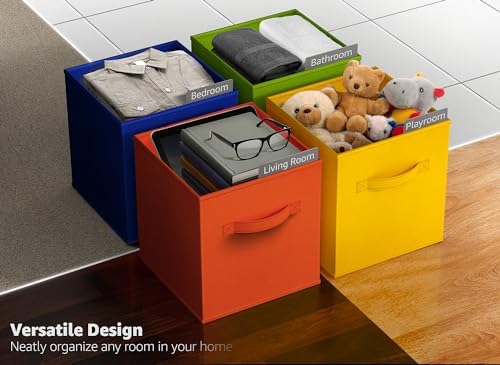 Sorbus 6-Pack Fabric Storage Cubes (13 Inch, Bright Rainbow) - Image 6