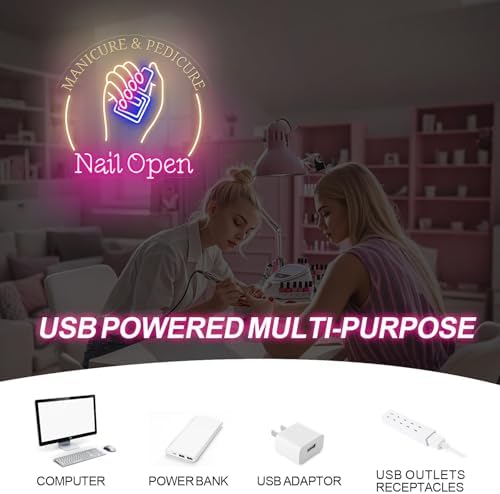 Nail Open Neon Sign for Nail Salon Window, Manicure Pedicure Wall Decor - Image 6
