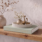 Decorative Concrete Tray & Book Decor Set - Scalloped Tray & Linen Box by ZICOTO