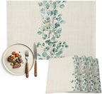 Cotton and Linen Eucalyptus Leaf Placemats Set of 8 Linen Place Mats Washable Table Mats Indoor/Outdoor Placemats for Dinging Table, 13 x 19 Inches by Unknown