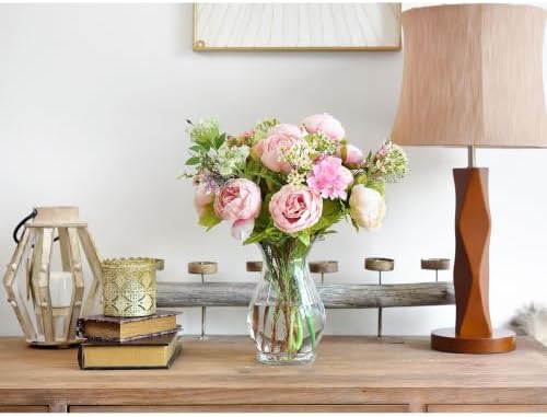 FiveSeasonStuff Charm Pink Artificial Peony Bouquet Set of 2 - Image 2