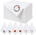 Christmas Cloth Napkins Linen Dinner Napkin, Set of 24, White by Ferrochef