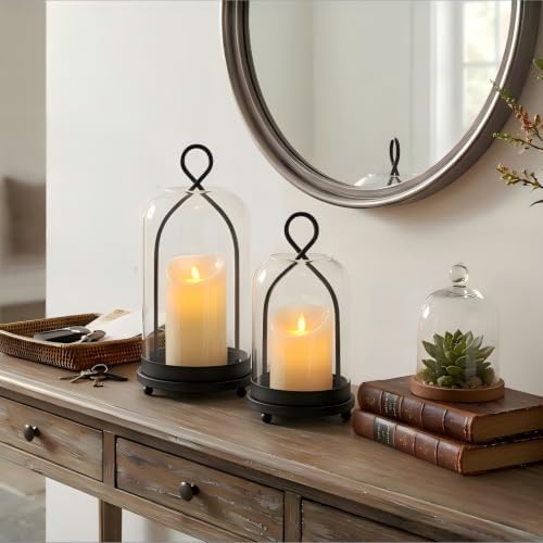Hurricane Glass Candle Holders, Black Candle Lantern - Image 5