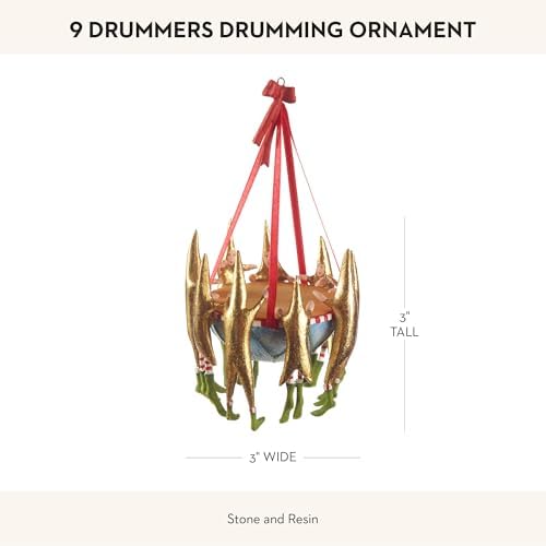 MACKENZIE-CHILDS Patience Brewster 12 Days Christmas Ornament, Decorative Hanging Ornament for Christmas Tree, 9 Drummers Drumming - Image 4