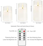 kakoya Flickering Flameless Candles Battery Operated with Remote and 2/4/6/8 H Timer Acrylic Led Pillar Candles Pack of 9 (D 3" xH 4" 5" 6") with Realistic 3D Wick Candles for Home Decor(White) - Image 5