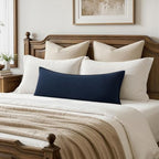 MIULEE Decorative Linen Lumbar Pillow Cover 14x36 Inch Navy Blue - Image 2
