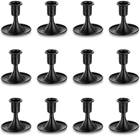 Black Candlestick Candle Holders for Taper ：12 PCS Romadedi Candle Stick Holder Set Vintage Table Centerpiece Halloween Decoration Wedding Christmas Fireplace Mantel Home Deocr by ROMADEDI