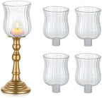 Glasseam Glass Votive Cups with Peg: 5 Pcs Ribbed Cup for Candlestick Decor by Glasseam