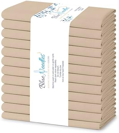 Blue Needles Solid Cloth Napkins 100% Cotton Set of 12-18 x 18 Inches by BlueNeedles