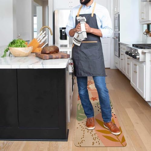 Boho Kitchen Mat Set of 2,Pink Botanical Modern Farmhouse Kitchen Rugs and Mats Non Skid Washable,Bohemia Runner Rugs with Rubber Backing for Kitchen Decor Accessories (17"x47"+17"x30") - Image 5