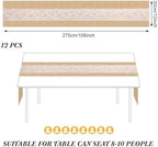Xinnun 12 Pcs Burlap Table Runners with Lights Lace, 12 x 108 in, Flower - Image 2