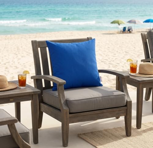 Outdoor/Indoor Sunbrella Throw Pillows Square Set of 2 Pieces 20 inch x 20 inch Canvas True Blue - Cover Only, Insert Not Included - Image 3