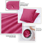 Nestl Throw Pillow Covers, Cozy Velvet Decorative Autumn Pillow Covers 22 x 22 Inches, Soft Solid Couch Pillow Covers for Sofa, Bed and Car, Set of 2 - Hot Pink - Image 3