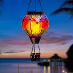 STARSOUL Solar Hot Air Balloon Lantern with Flickering Flame, Colorful Hanging Solar Lantern Outdoor Waterproof, Hot Air Balloon Solar Light Decorations for Garden Yard Lawn Porch Porch Backyard - Image 6