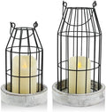 Farmhouse Lantern Decor Rustic Home Decor Lanterns with Flameless Candles by VIVIRENOIR