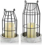 Farmhouse Lantern Decor Rustic Home Decor Lanterns with Flameless Candles by VIVIRENOIR