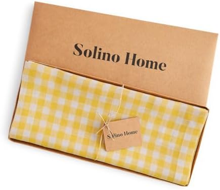 Solino Home 100% Pure Linen Table Runner Yellow, Gingham Check 14 x 144 in - Image 5