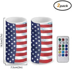 Flameless Candles LED American Flag Decorative Candles Butterfly Print Battery Operated Ornage Flickering Candles with 18-Key Remote Timer Pillar for Home Living Room Party Table Decorations - Image 3