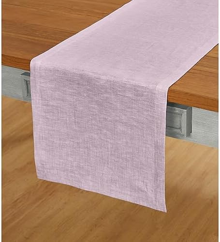 Solino Home 100% Pure Linen Table Runner Lavender Long, Athena 14 x 108 in by SolinoHome