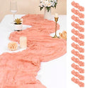 12 Pack Coral Cheesecloth Table Runner,20x120 in Table Runner by FXKS