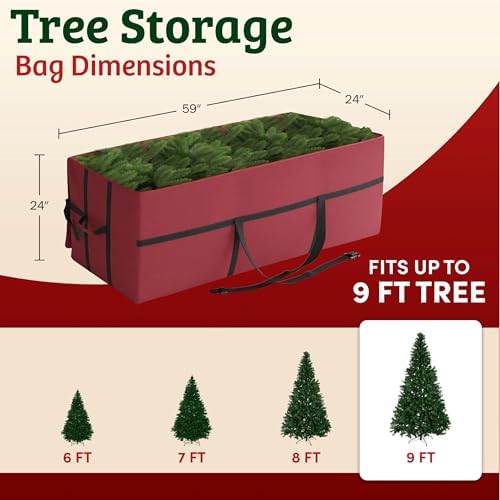 Elf Stor Christmas Tree Storage Bag, Red, 59” x 24” x 24” - Image 3