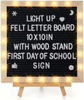 10"×10" Felt Letter Board with LED Lights & Stand, First Day of School Sign by ANPHSIN
