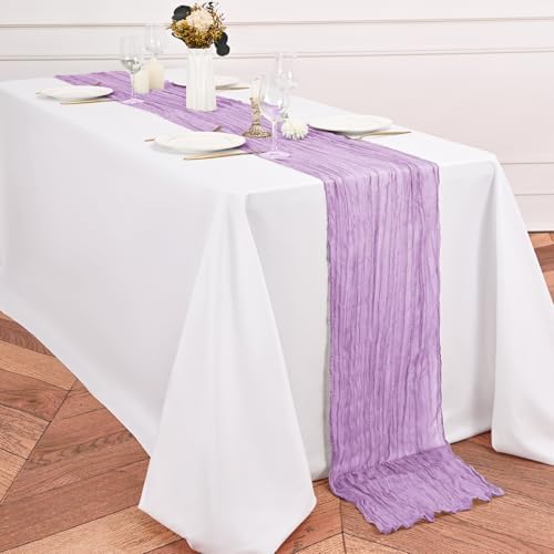 12 Pack Lavender Table Runner 10Ft Cheesecloth Table Runner Rustic Gauze Table Runners Romantic Long Sheer Fabric Cheese Cloth Table Runners for Wedding Party Bridal Baby Shower - Image 4