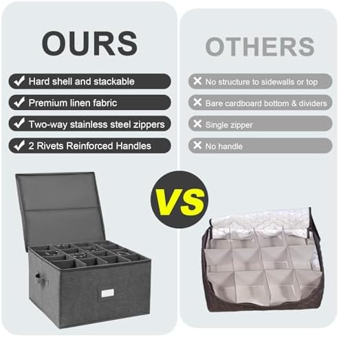 Stemware Storage Cases, Wine Glass Storage Box Containers with Dividers - Image 3
