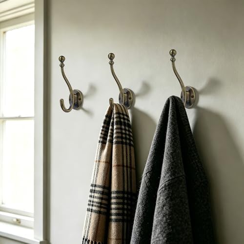 AVICCI 5 Pack Coat Hooks Brushed Brass Coat Hook,Heavy Duty Hooks Decorative Wall Hooks for Bathroom Bedroom Kitchen Towel Robe Clothes Cabinet Closet Bathroom Hardware - Image 5