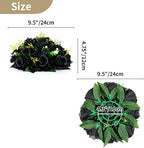 NUPTIO Black Roses Artificial Flowers Pcs of 10 Fake Flower Bouquet Black Hydrangea Flowers Artificial, 15 Heads Fake Roses with Base, Real Looking Black Artificial Flowers (Black) - Image 4
