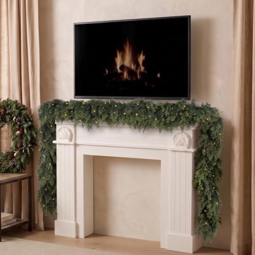 Rowfad 9 FT Pre-lit Christmas Garlands, Real Touch Cedar Pine Garland - Image 2