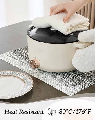 Leetaltree Woven Vinyl Placemats Set of 12,Black& White - Image 6