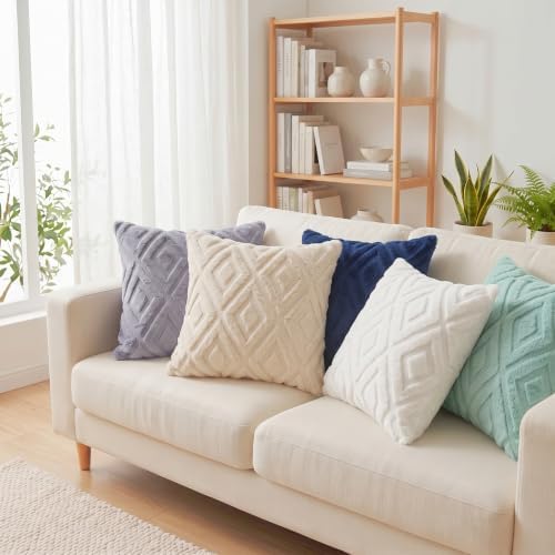 Pallene Fall Beige Faux Fur Throw Pillow Covers 24x24 Set of 2 - Image 5