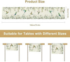 Birds Table Runner, Watercolor Hummingbird Green Sage Eucalyptus Floral Leaves Table Runner for Kitchen Dinning Table Decor Home Wedding Party Holiday, 13x120 Inch - Image 2