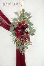 Artificial Wedding Arch Flowers Kit(Pack of 3),2Pcs Artificial Flower Arch Decor,1Pcs Sheer Drape for Wedding Ceremony Arbor for WeddingCeremony (Wine red Memory) - Image 4