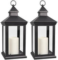 2-Pack 14" Candle Lanterns Outdoor Waterproof Decorative Flickering Lights with Timer - Cool White Decorative Indoor LED Lanterns Battery Operated by BrightZeal
