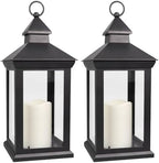 2-Pack 14" Candle Lanterns Outdoor Waterproof Decorative Flickering Lights with Timer - Cool White Decorative Indoor LED Lanterns Battery Operated by BrightZeal