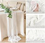 12 Pack White Cheesecloth Table Runner 35x120inch, Summer 10FT Boho Gauze Sheer Cheese Cloth Table Runner for Wedding Bridal Shower Baby Shower Boho Holiday Decorations - Image 2