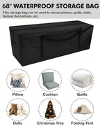 Patio Cushion Storage Bag,Outdoor Cushion Storage Bag,Waterproof storage bag with zipper and handle,Used for outdoor cushion storage and home storage. 68in L x 30in W x 20in H(2 Pack) - Image 4