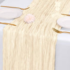 28 Pack Ivory Cheesecloth Table Runner 17x108 Inch Semi Sheer Boho Gauze Cheese Cloth Fabric Table Runners, for Wedding Party Baby Shower Birthday Home Decor Garden Farmhouse - Image 7