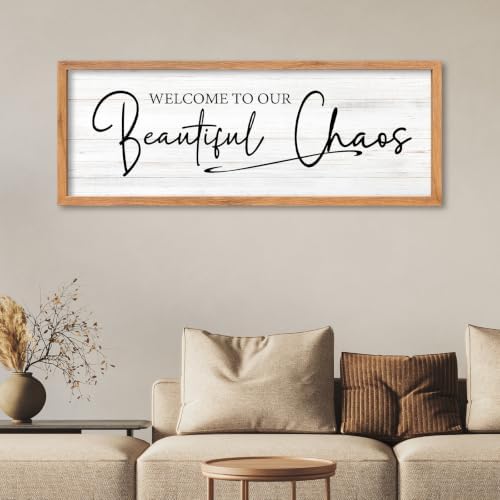AuraPeak Welcome To Our Beautiful Chaos Sign, Wood 40"×15" - Image 4
